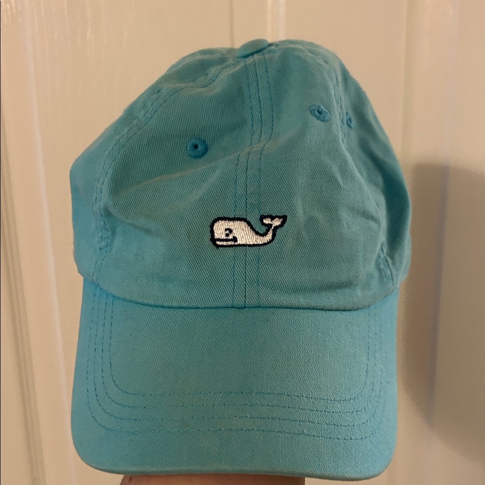 Vineyard Vines Teal Cap with Pink Whale Logo